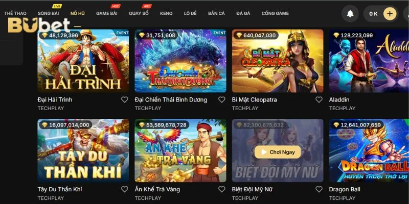 Các game chơi nổ hũ tại BuBet rất đa dạng thể loại song đều có luật cơ bản như nhau.
