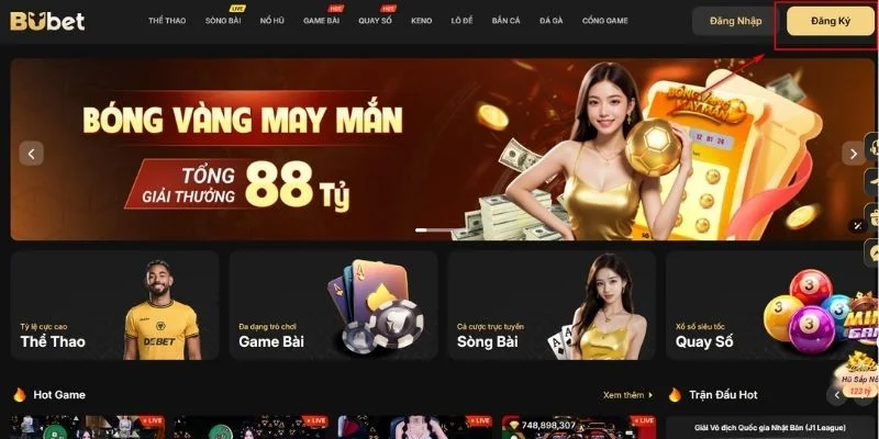 Giao diện cực ấn tượng của nhà cái BuBet.