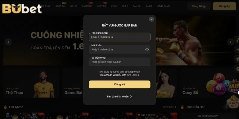 3 bước đăng ký cá cược BuBet nhanh gọn.